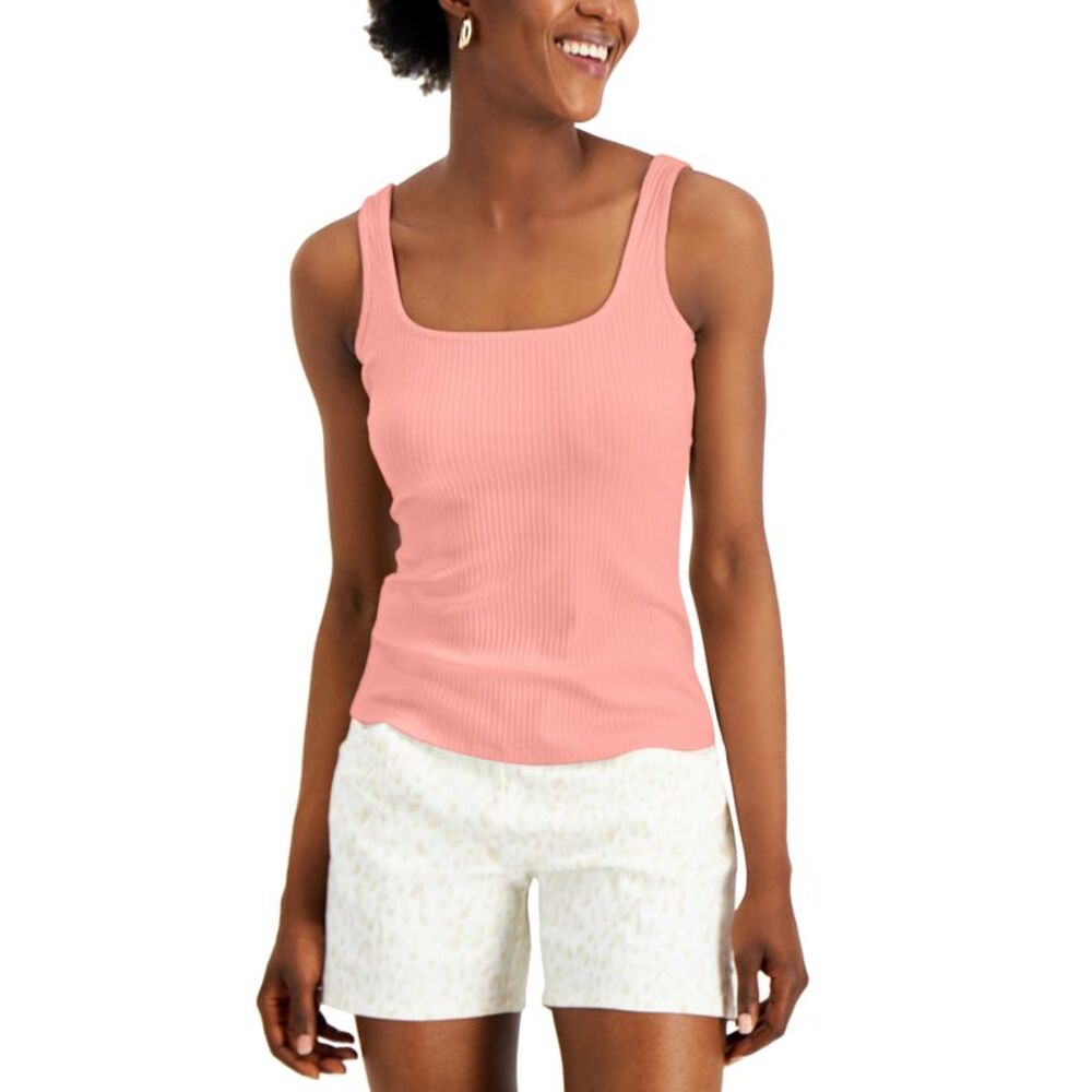 INC International Concepts Women's Square Neck Rib Tank